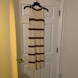Cream & brown bodycon dress